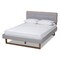 Baxton Studio Sofia Light Grey Upholstered and Walnut Wood Queen Size Platform Bed 167-9417-9441 - alternate 1